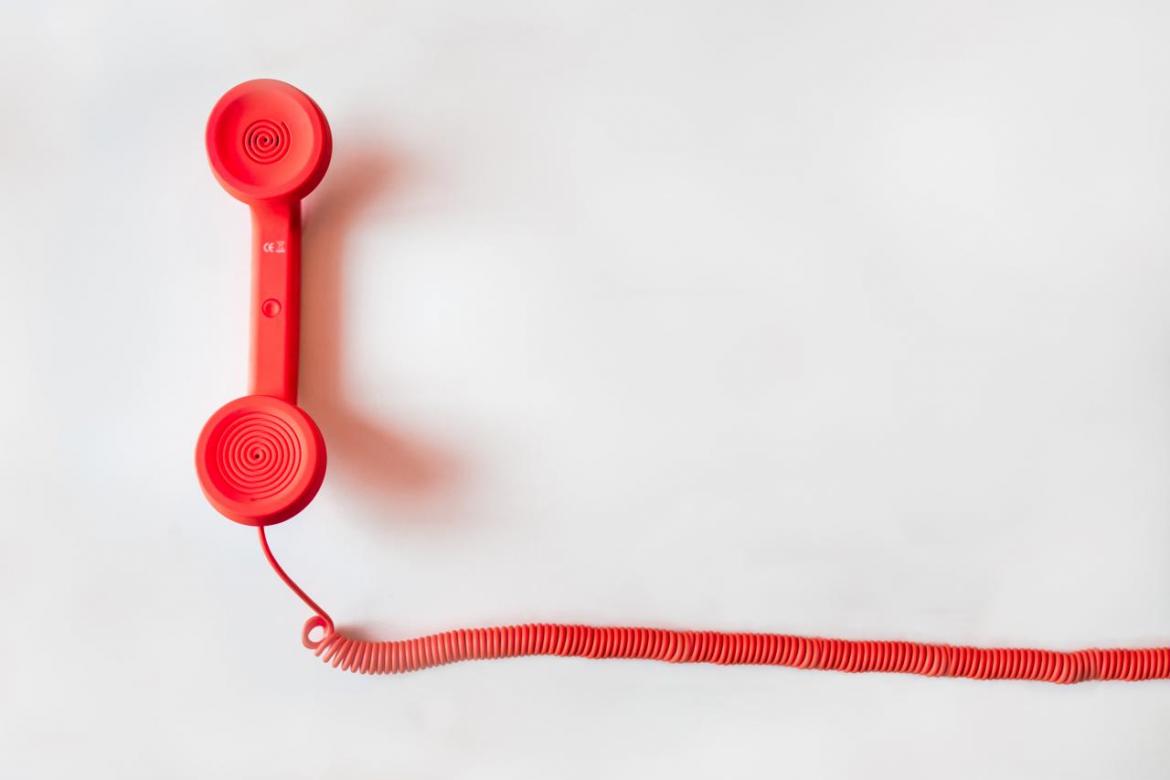 A red telephone handset