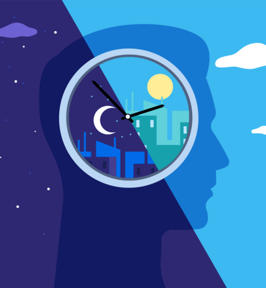 illustration of night and day silhouette of a person