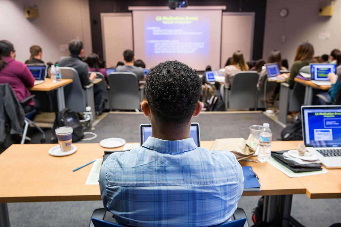 Student in class