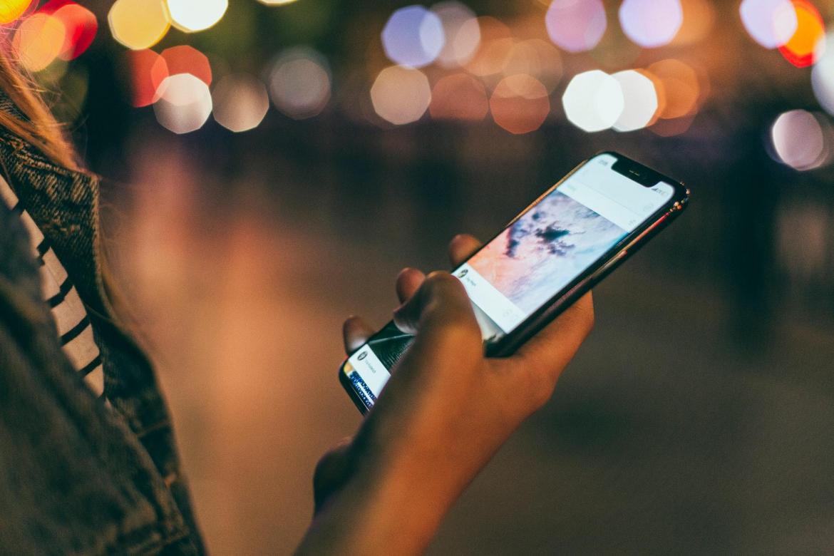 Closeup of person holding a mobile phone