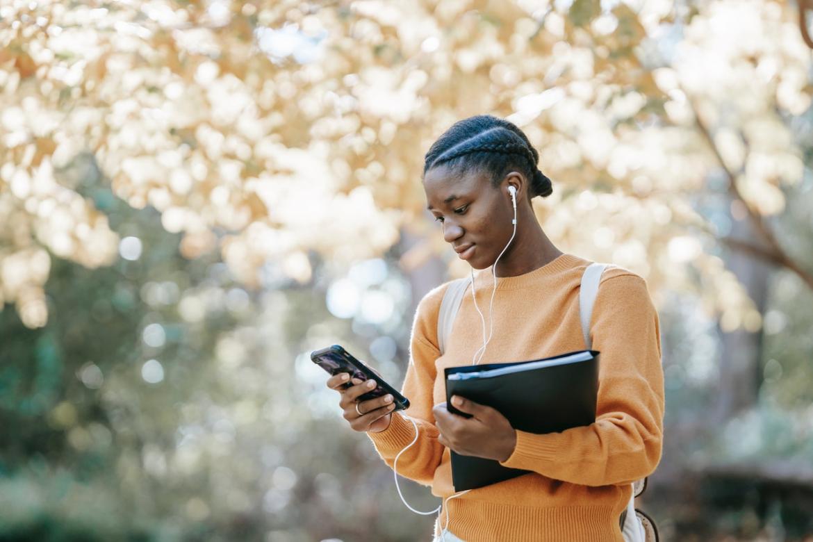 Person looking at a smartphone