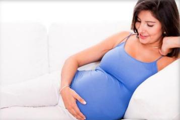 Pregnant woman reclining