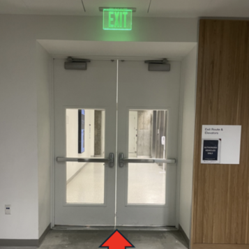 Doors to enter building from the parking garage.