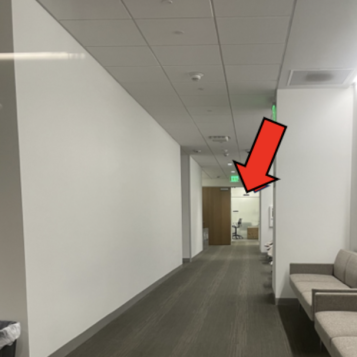 Hallway to Radiology doors.