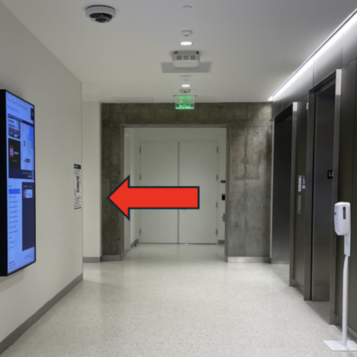 Radiology door on left.